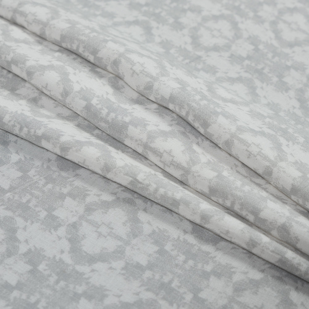 Light Gray Abstract Printed Rayon Batiste Folded