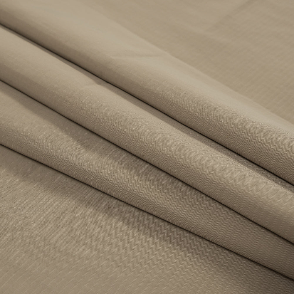 Beige Tonal Striped Nylon Faille Folded