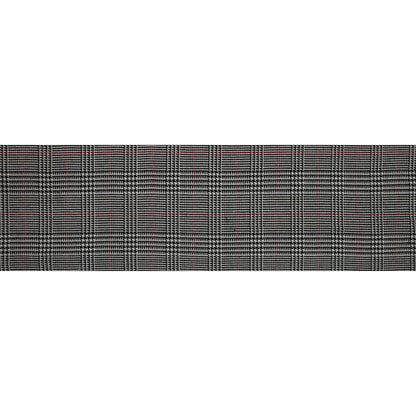 Black, White and Red Houndstooth Plaid Wool Coating Full