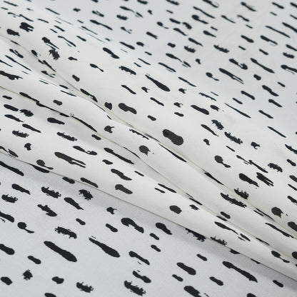 Ivory and Black Abstract Printed Polyester Crepe Folded