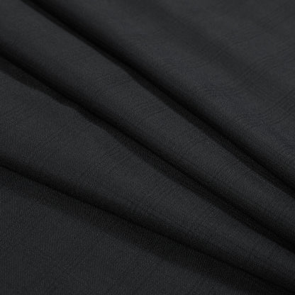 Black Plaid Super 140 Wool Suiting Folded