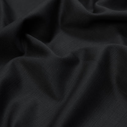 Black Plaid Super 140 Wool Suiting Detail