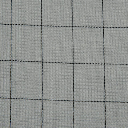 Super 150 Spill Repellent Wool Suiting - Ivory and Black Windowpane Check Detail