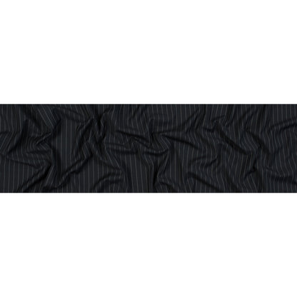 Charcoal and White Pinstriped Super 150 Wool Suiting Folded