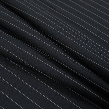 Charcoal and White Pinstriped Super 150 Wool Suiting Detail
