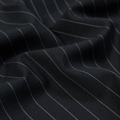 Charcoal and White Pinstriped Super 150 Wool Suiting Full