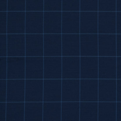 Super 150 Wool Suiting - Blue Windowpane Check