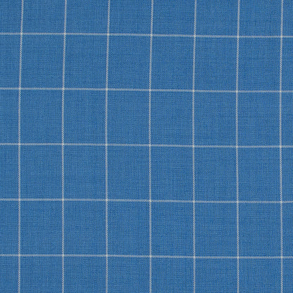 Super 150 Wool Suiting - Blue and White Windowpane Check