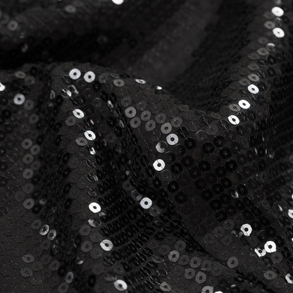 Black Jersey Knit with All-Over Circle Sequins Detail