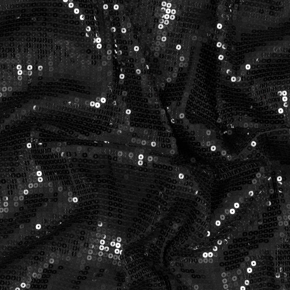 Black Jersey Knit with All-Over Circle Sequins