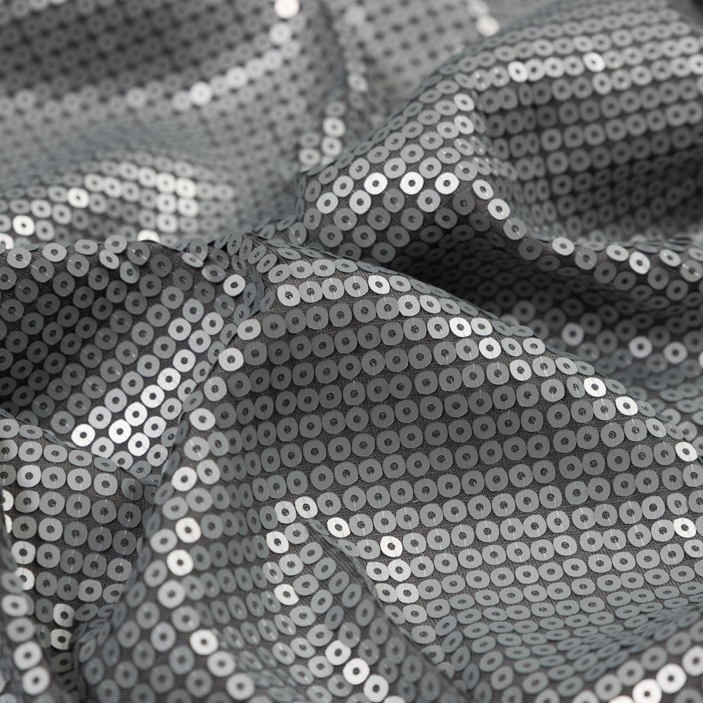 Jersey Knit with All-Over Circle Sequins - Silver Detail