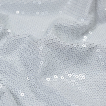 White Jersey Knit with All-Over Circle Sequins Detail