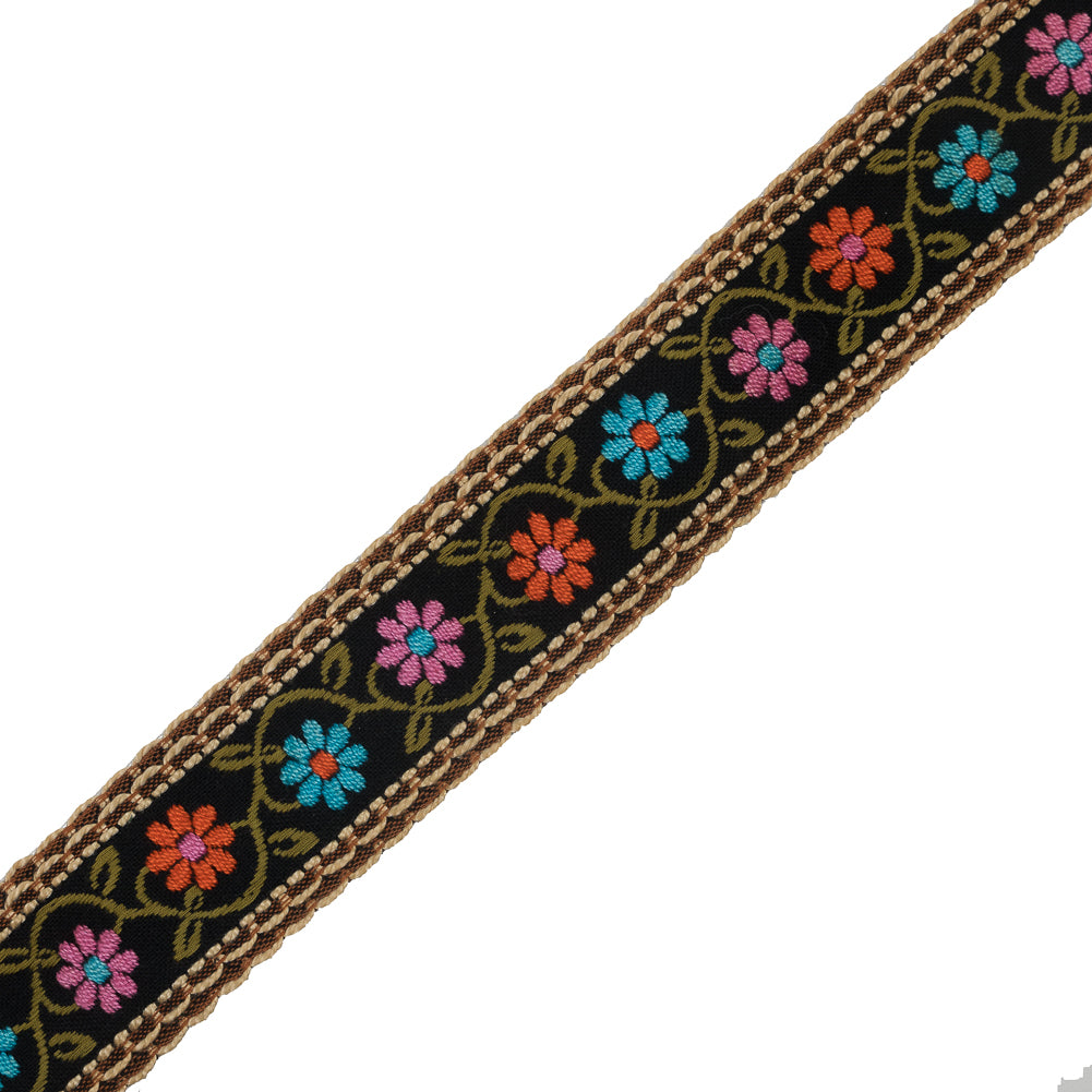 Multicolor Raised Floral German Jacquard Ribbon - 2"