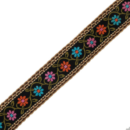 Multicolor Raised Floral German Jacquard Ribbon - 2"