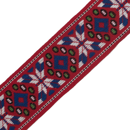 Red, White and Blue Geometric Jacquard Ribbon - 1.875" Detail