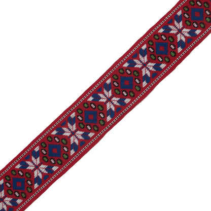 Red, White and Blue Geometric Jacquard Ribbon - 1.875"