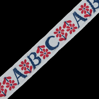 Red, White and Blue ABC Jacquard Ribbon - 1" Detail