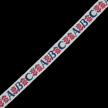 Red, White and Blue ABC Jacquard Ribbon - 1"