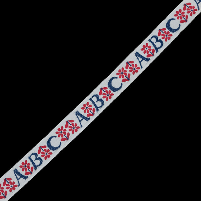 Red, White and Blue ABC Jacquard Ribbon - 1"