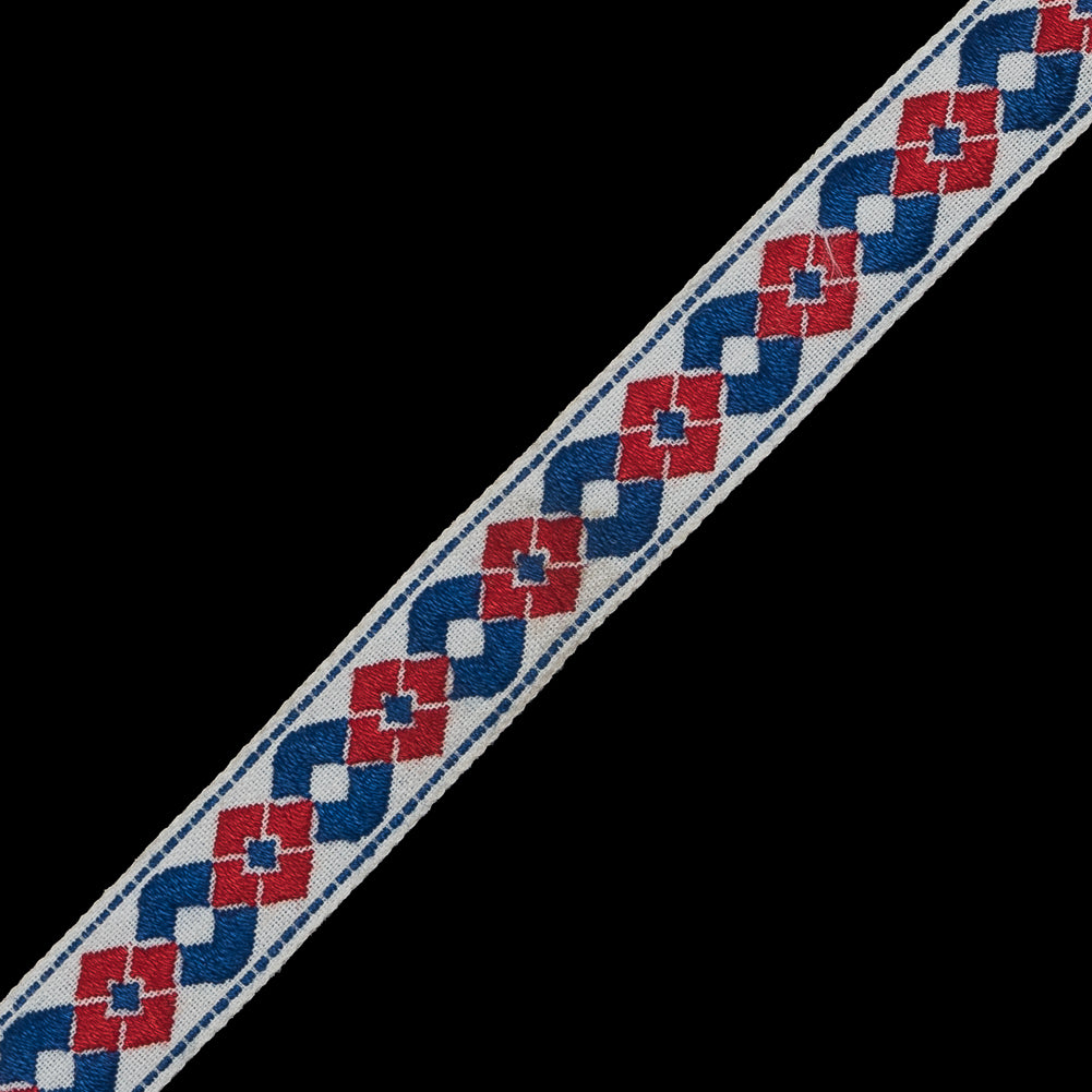 Red, White and Blue German Jacquard Ribbon - 0.625" Detail