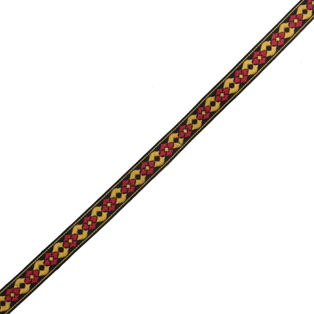 Red and Yellow German Jacquard Ribbon - 0.625"