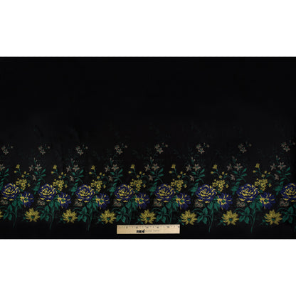 Blue, Yellow and Black Floral Embroidered Ripstop Jacquard Full