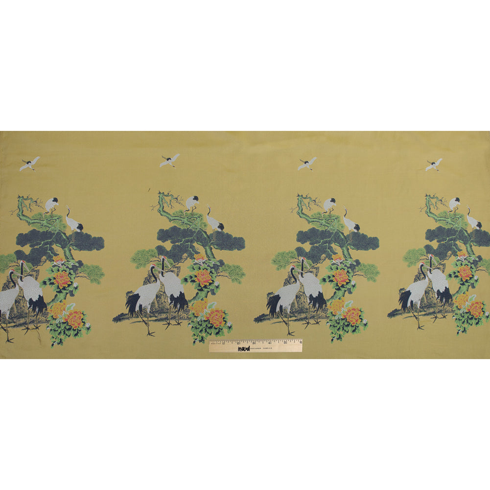 Yellow and Green Crane Jacquard Panel Full