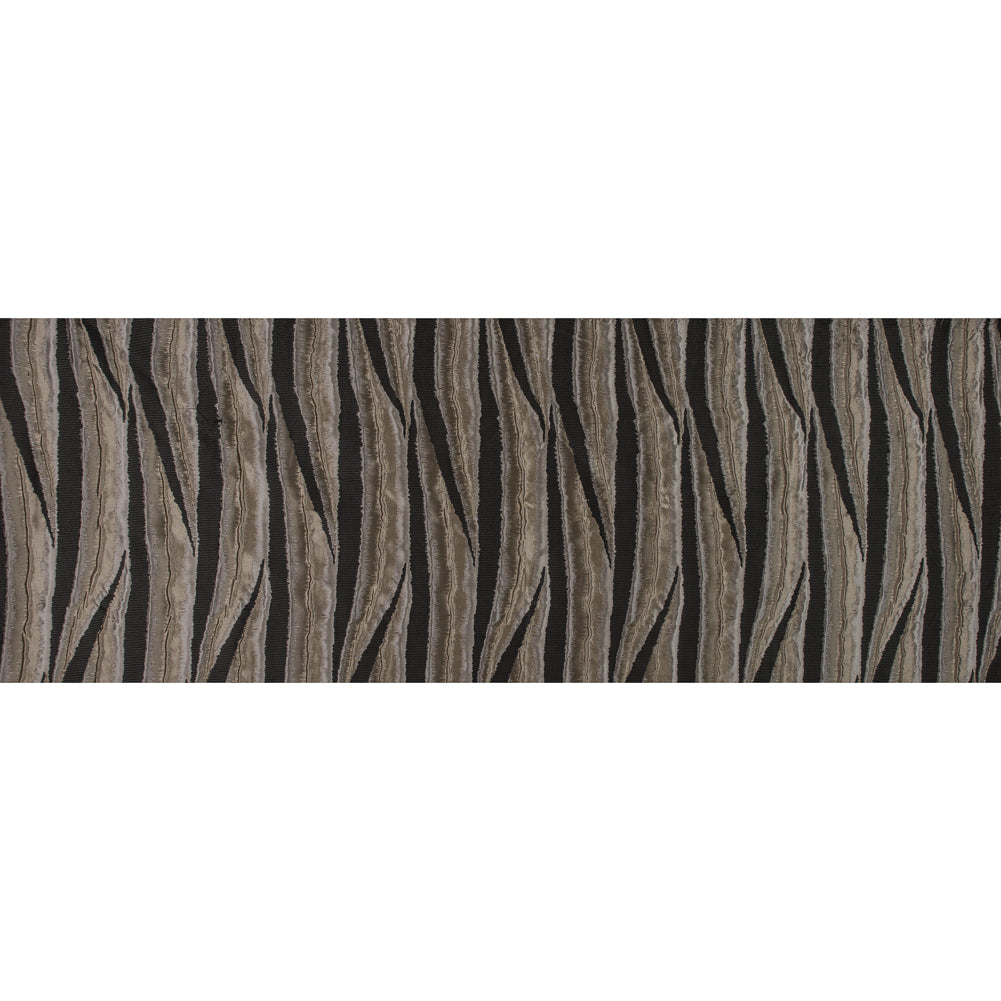 Gold and Black Abstract Polyester Brocade Folded