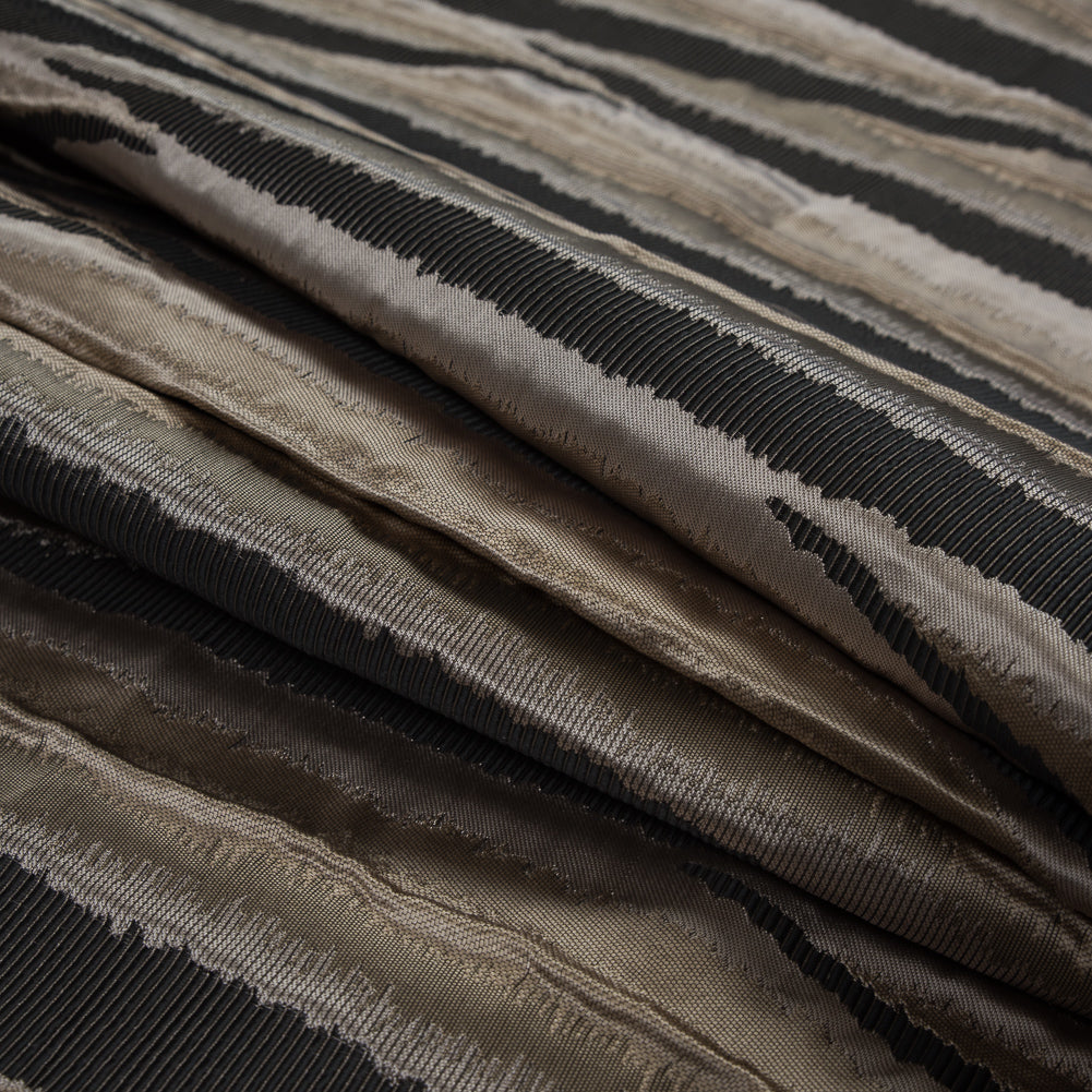 Gold and Black Abstract Polyester Brocade Detail