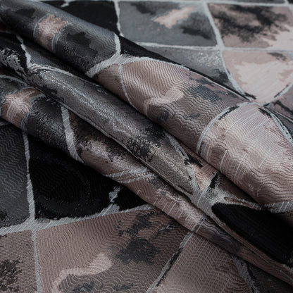 Pink, Silver and Black Abstract Diamond Brocade Detail