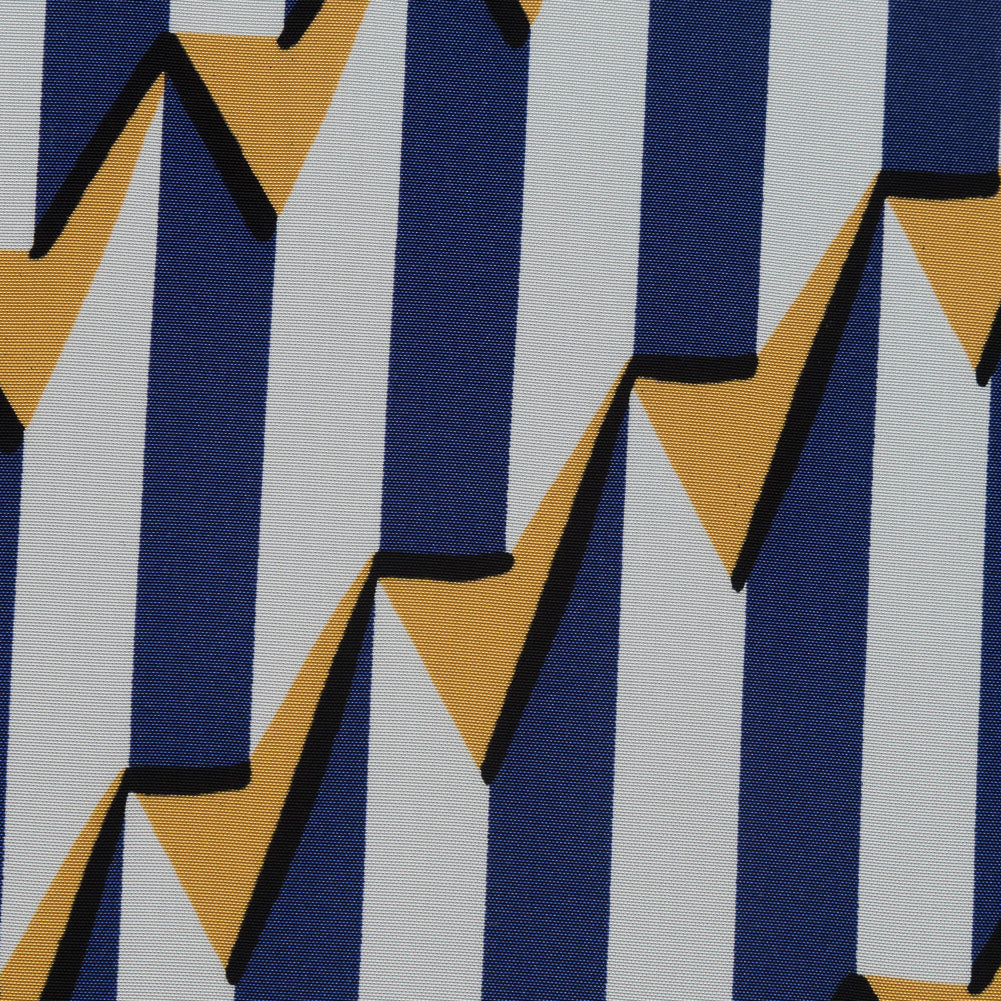 Blue, White and Yellow Striped Geometric Rayon Lining Detail