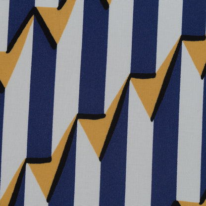 Blue, White and Yellow Striped Geometric Rayon Lining Detail