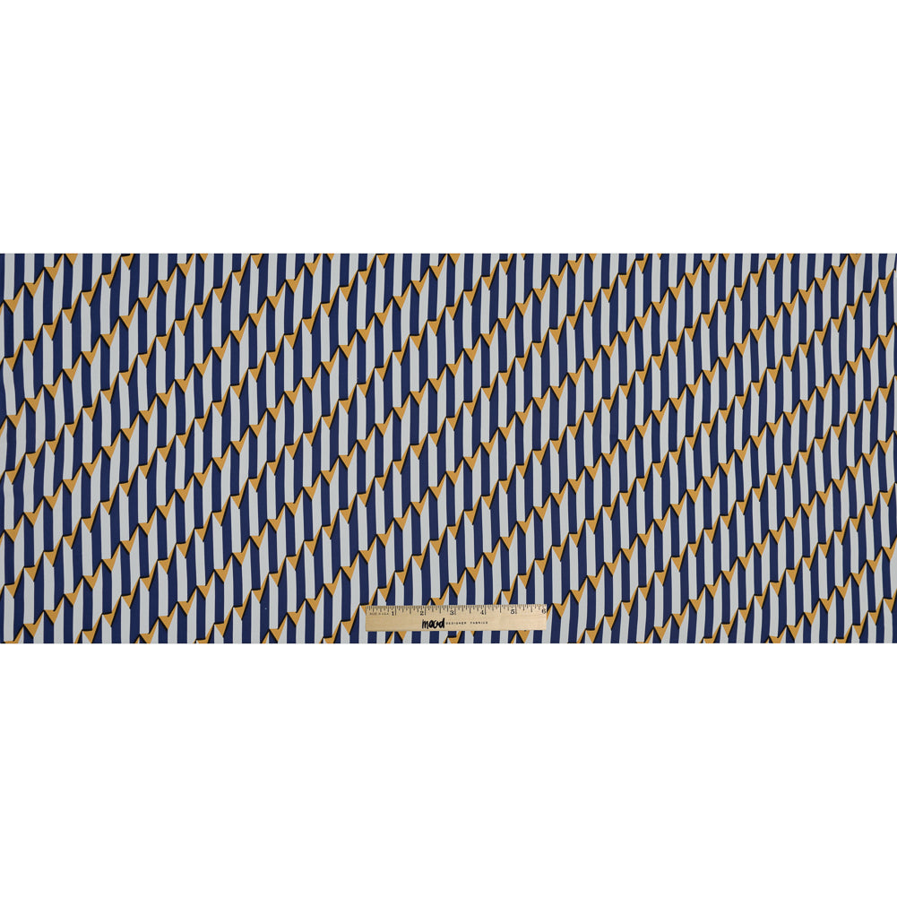 Blue, White and Yellow Striped Geometric Rayon Lining Full