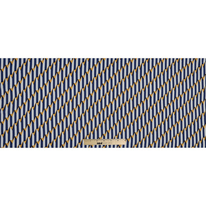 Blue, White and Yellow Striped Geometric Rayon Lining Full