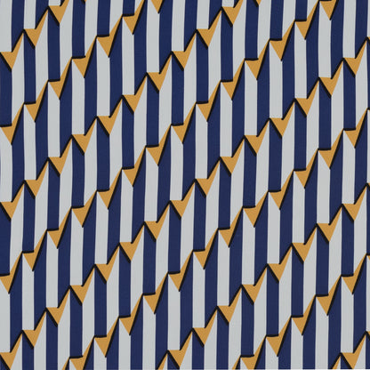 Blue, White and Yellow Striped Geometric Rayon Lining