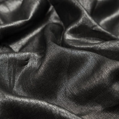 Lightweight Linen Woven with Metallic Silver Foil - Black - Simone Collection Full
