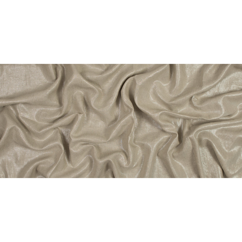 Medium Weight Linen Woven with Metallic Foiling - Oatmeal and Silver - Bianca Collection Folded