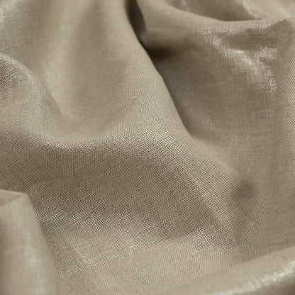 Medium Weight Linen Woven with Metallic Foiling - Oatmeal and Silver - Bianca Collection Full