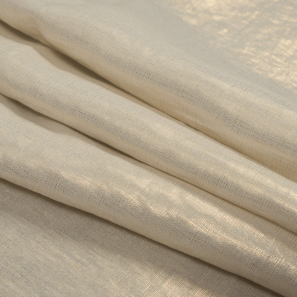 Medium Weight Linen Woven with Metallic Foiling - Ivory and Gold - Bianca Collection Detail
