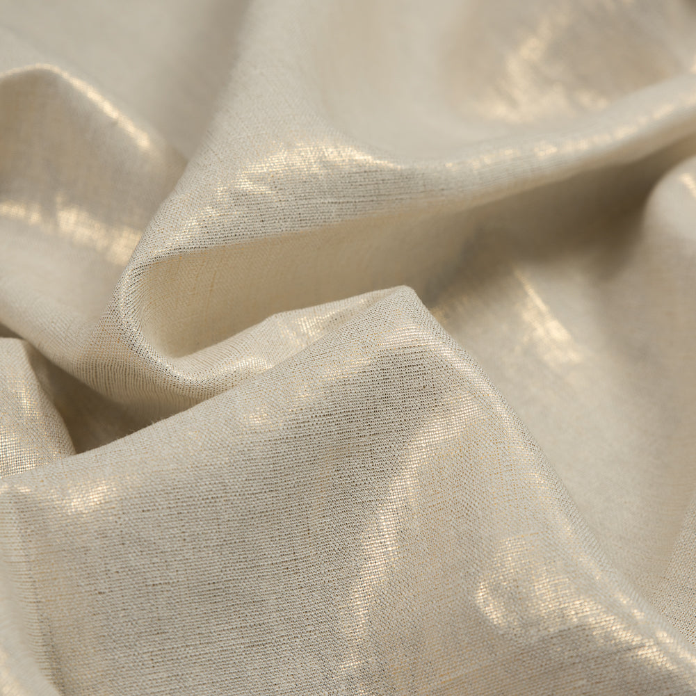 Medium Weight Linen Woven with Metallic Foiling - Ivory and Gold - Bianca Collection Full