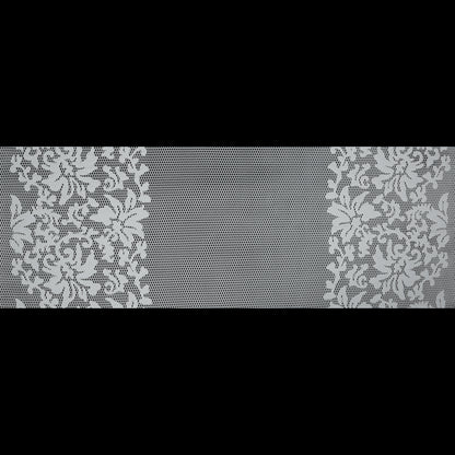 Wonder Mesh with Floral Faux Leather Embroidered Borders - Whisper White Full