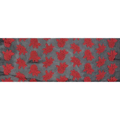 Wonder Mesh with Floral Embroidered Faux Leather - Black and Red Full