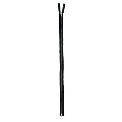 Black with Silver Teeth Two-Way Open End Metal Zipper - 36" Detail
