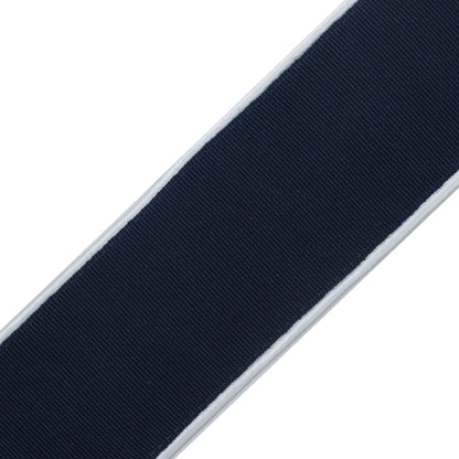 Italian Navy Grosgrain with White Satin Piped Edges - 2" Detail