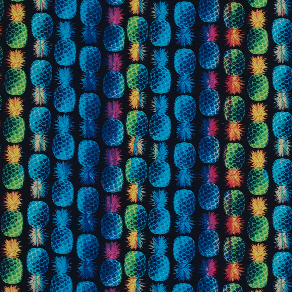 Compression Swimwear Tricot, UV Protective with Aloe Vera Microcapsules - Navy Pineapples - Caye Collection