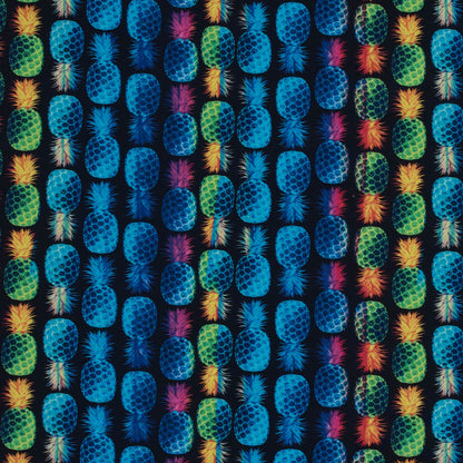 Compression Swimwear Tricot, UV Protective with Aloe Vera Microcapsules - Navy Pineapples - Caye Collection