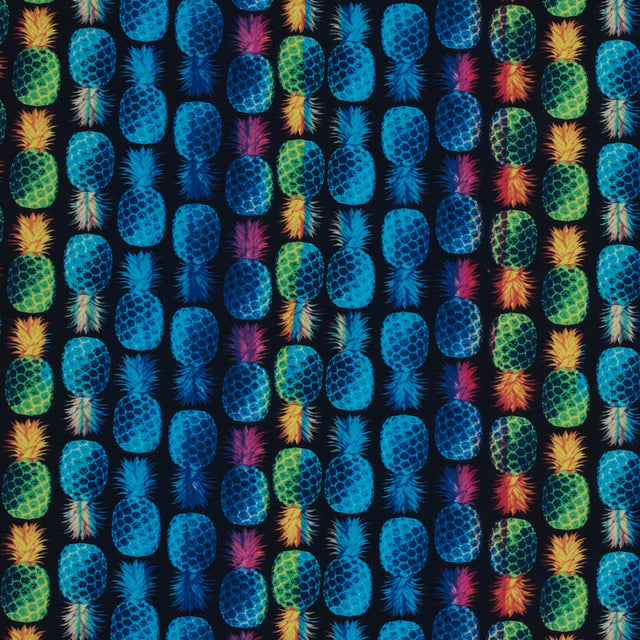 Compression Swimwear Tricot, UV Protective with Aloe Vera Microcapsules - Navy Pineapples - Caye Collection