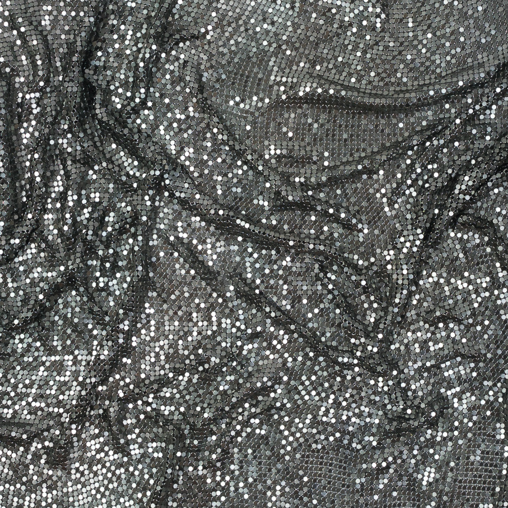 Mood Exclusive Joan Gunmetal Iridescent Tubular Chainmail Fabric