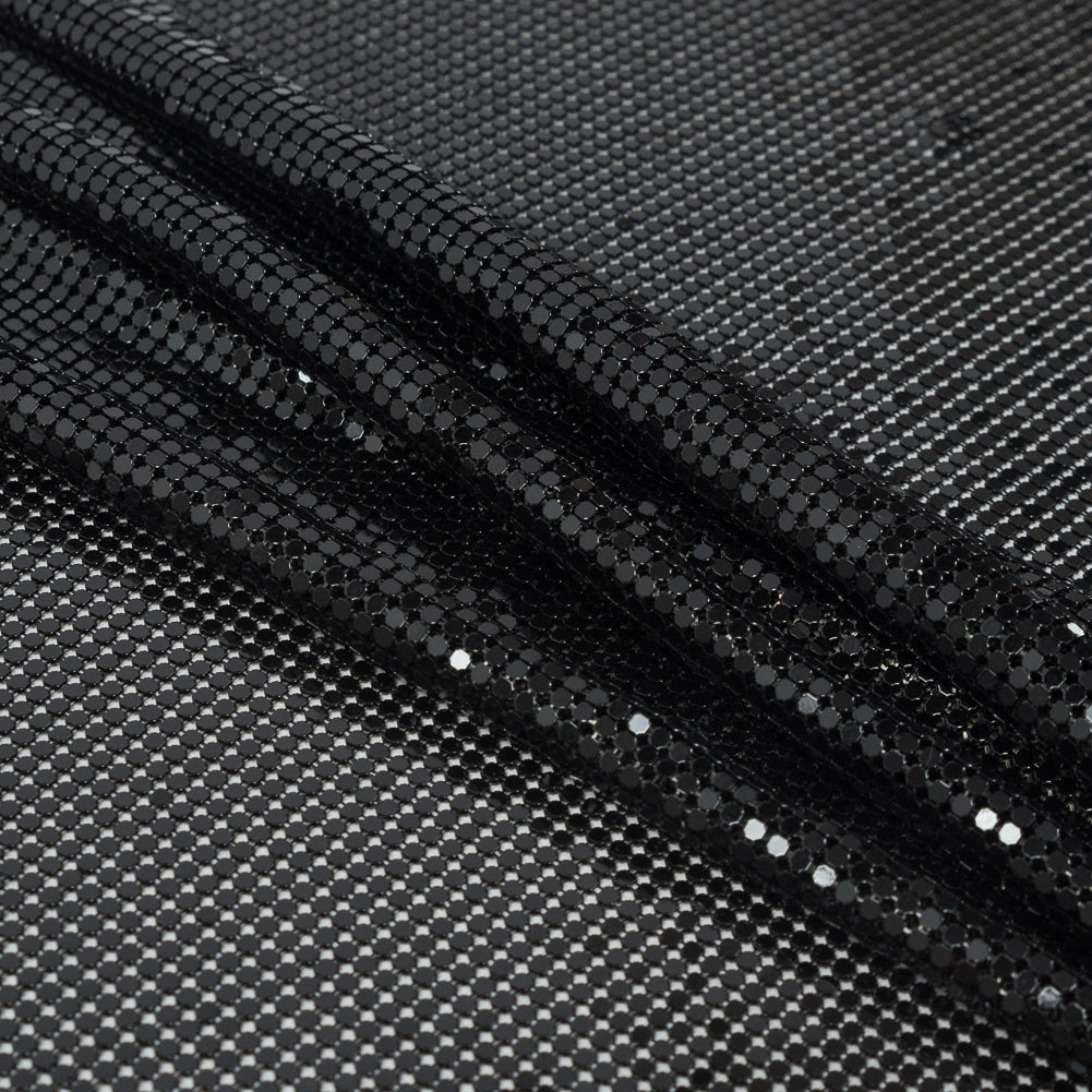 Mood Exclusive Joan Black Tubular Chainmail Fabric - Folded