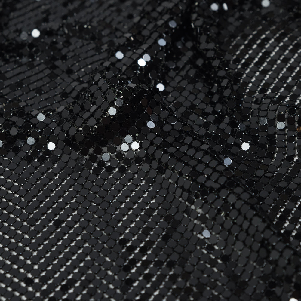 Mood Exclusive Joan Black Tubular Chainmail Fabric - Detail